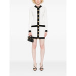 Balmain Button-embellished ribbed-knit mini skirt