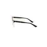 Side view of Frankie Morello Black Acetate Women Frame showcasing geometric temple design, perfect for fashion-forward elegance.