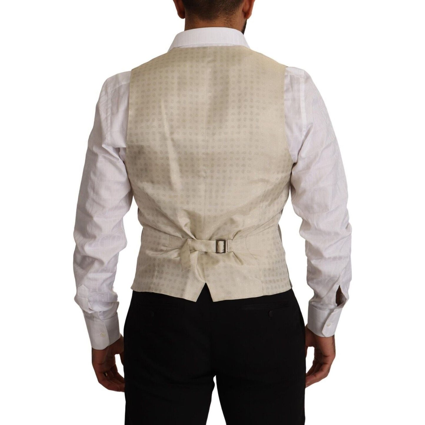 Dolce & Gabbana Beige Wool Single Breasted Waistcoat Vest