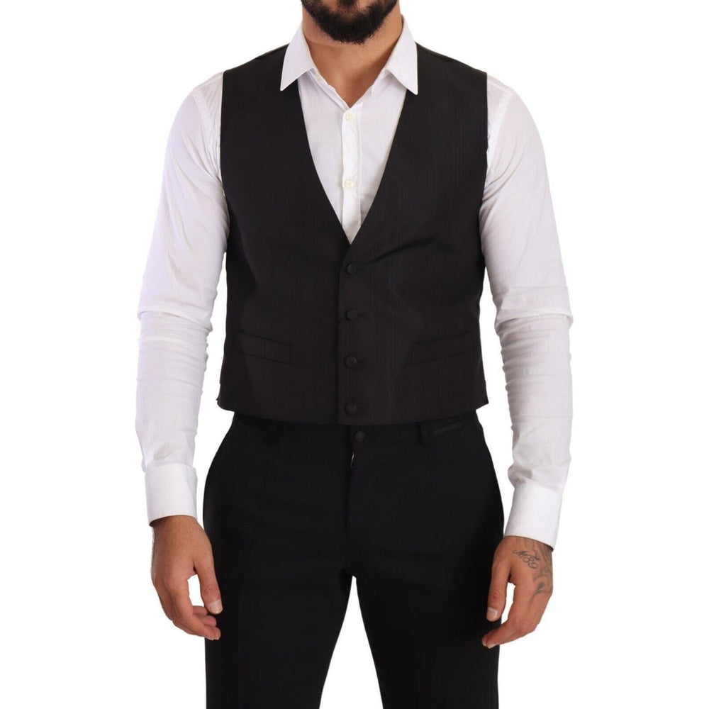 Dolce & Gabbana Elegant Gray Silk Dress Vest Dolce & Gabbana Black