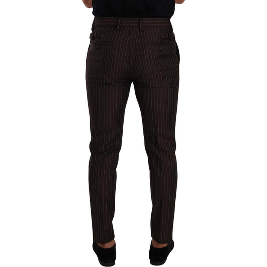 Dolce & Gabbana Brown Striped Wool Formal Trouser Dress Pants