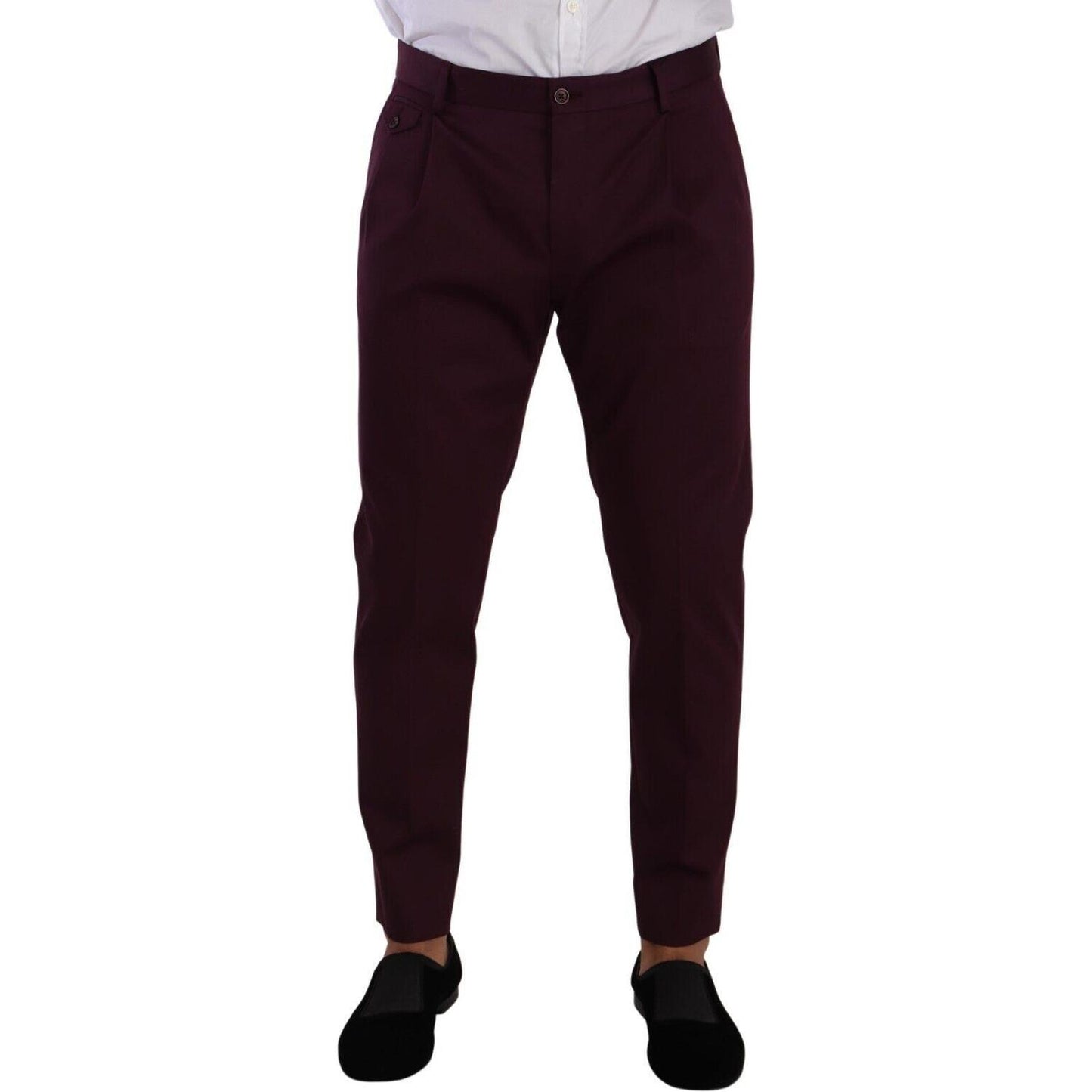 Dolce & Gabbana Purple Cotton Tapered Chinos Dress Pants