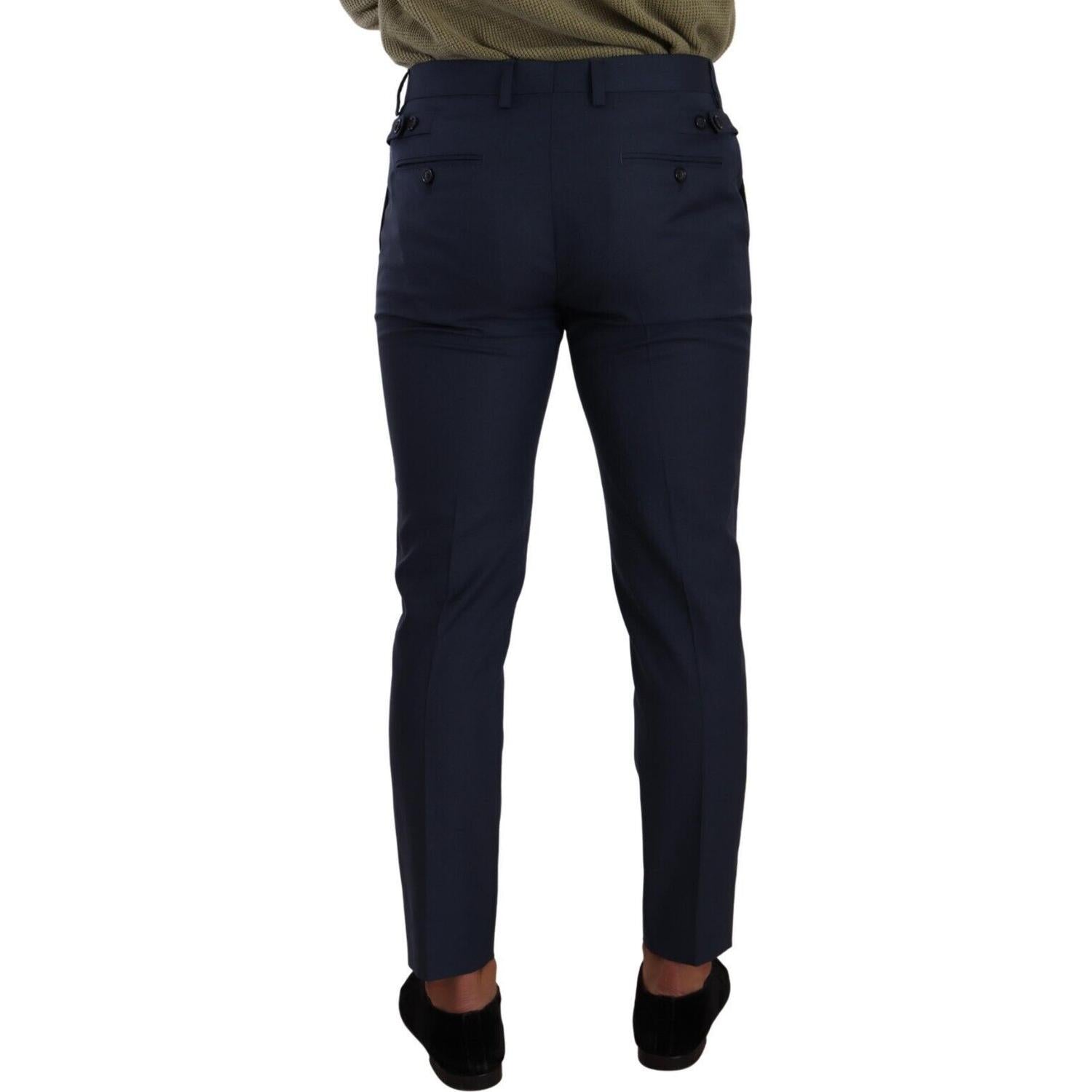 Dolce & Gabbana Dark Blue Wool Skinny Formal Dress Pants