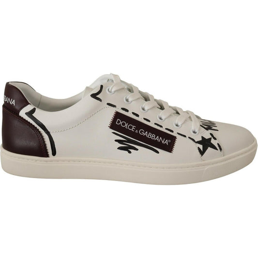 Dolce & Gabbana White Bordeaux Leather Low Tops Sneakers MV3973 - 39.5