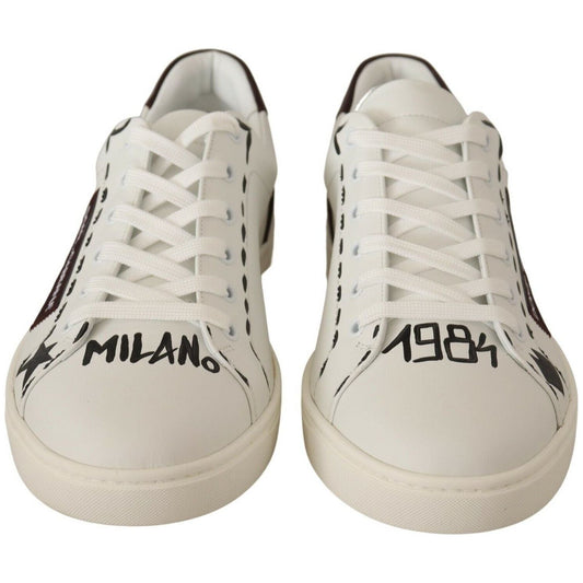 Dolce & Gabbana White Bordeaux Leather Low Tops Sneakers MV3973 - 39.5