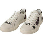 Dolce & Gabbana White Bordeaux Leather Low Tops Sneakers MV3973 - 39.5