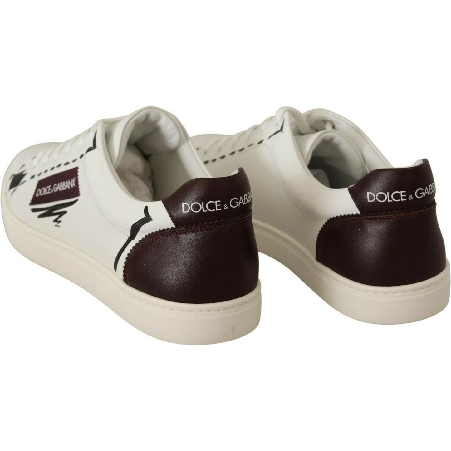 Dolce & Gabbana White Bordeaux Leather Low Tops Sneakers MV3973 - 39.5