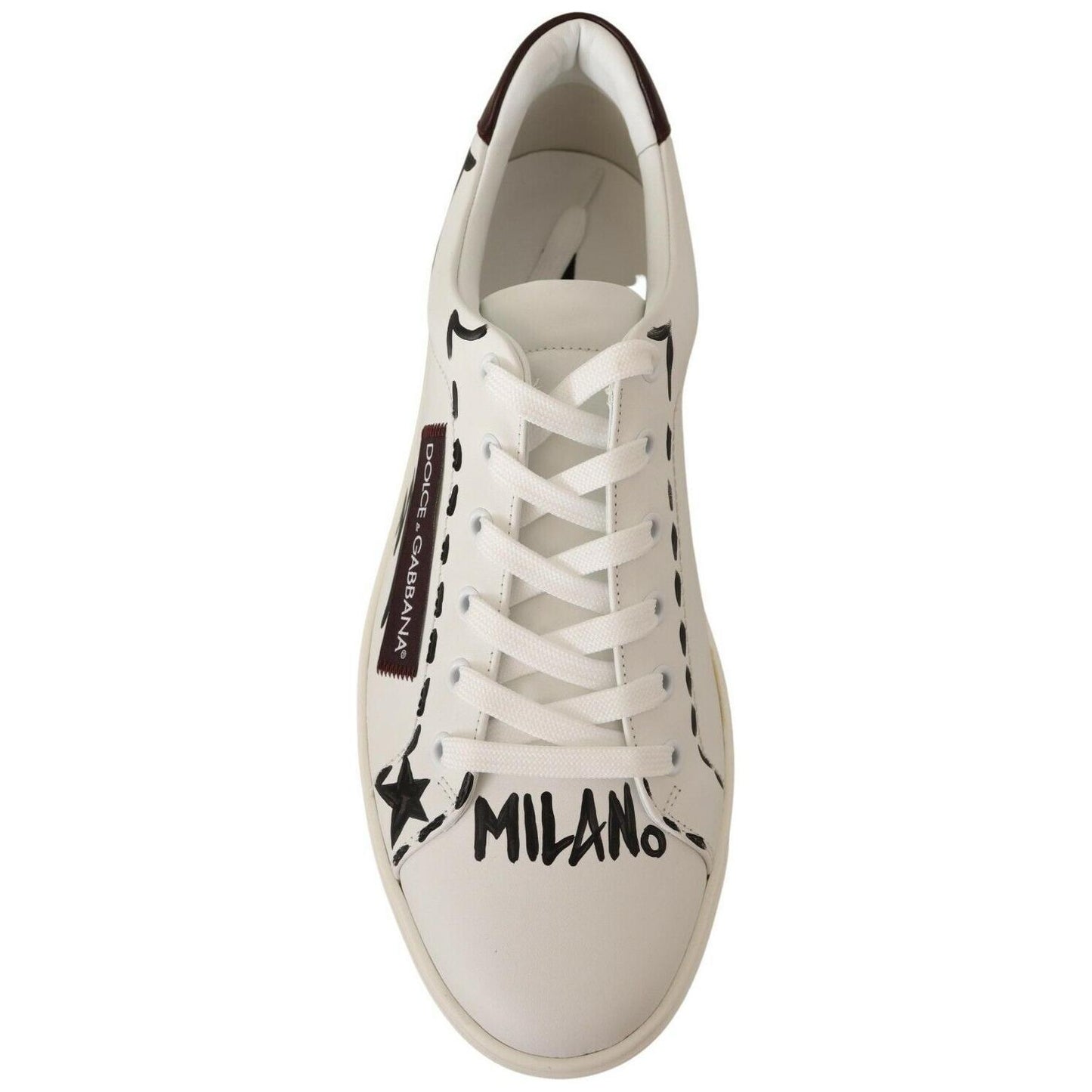 Dolce & Gabbana White Bordeaux Leather Low Tops Sneakers MV3973 - 39.5