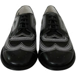 Dolce & Gabbana Black Leather Derby Formal White Lace Shoes