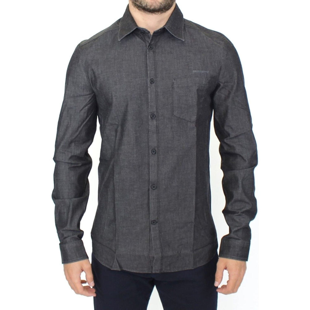 Ermanno Scervino Denim Jeans Cotton Casual Gray Stretch Shirt SIG10132- 48