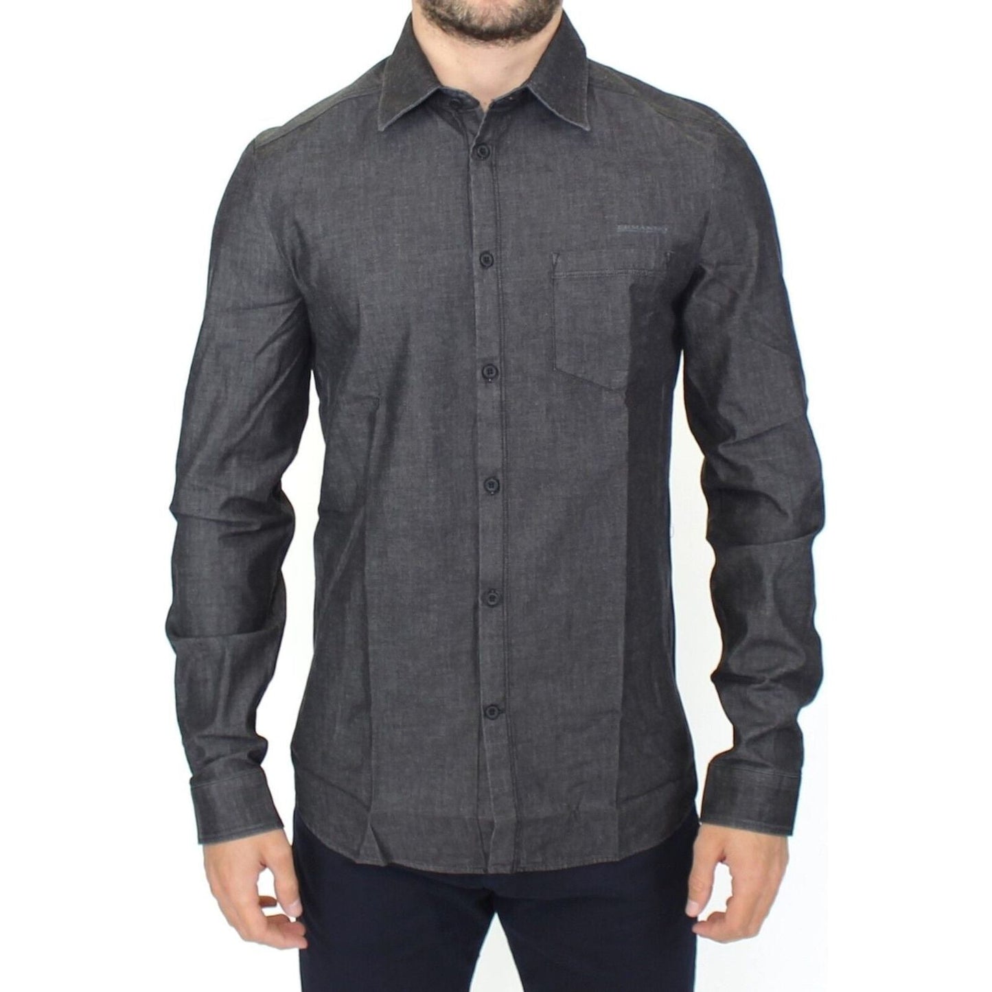 Ermanno Scervino Denim Jeans Cotton Casual Gray Stretch Shirt SIG10132- 48