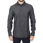Ermanno Scervino Denim Jeans Cotton Casual Gray Stretch Shirt SIG10132- 48