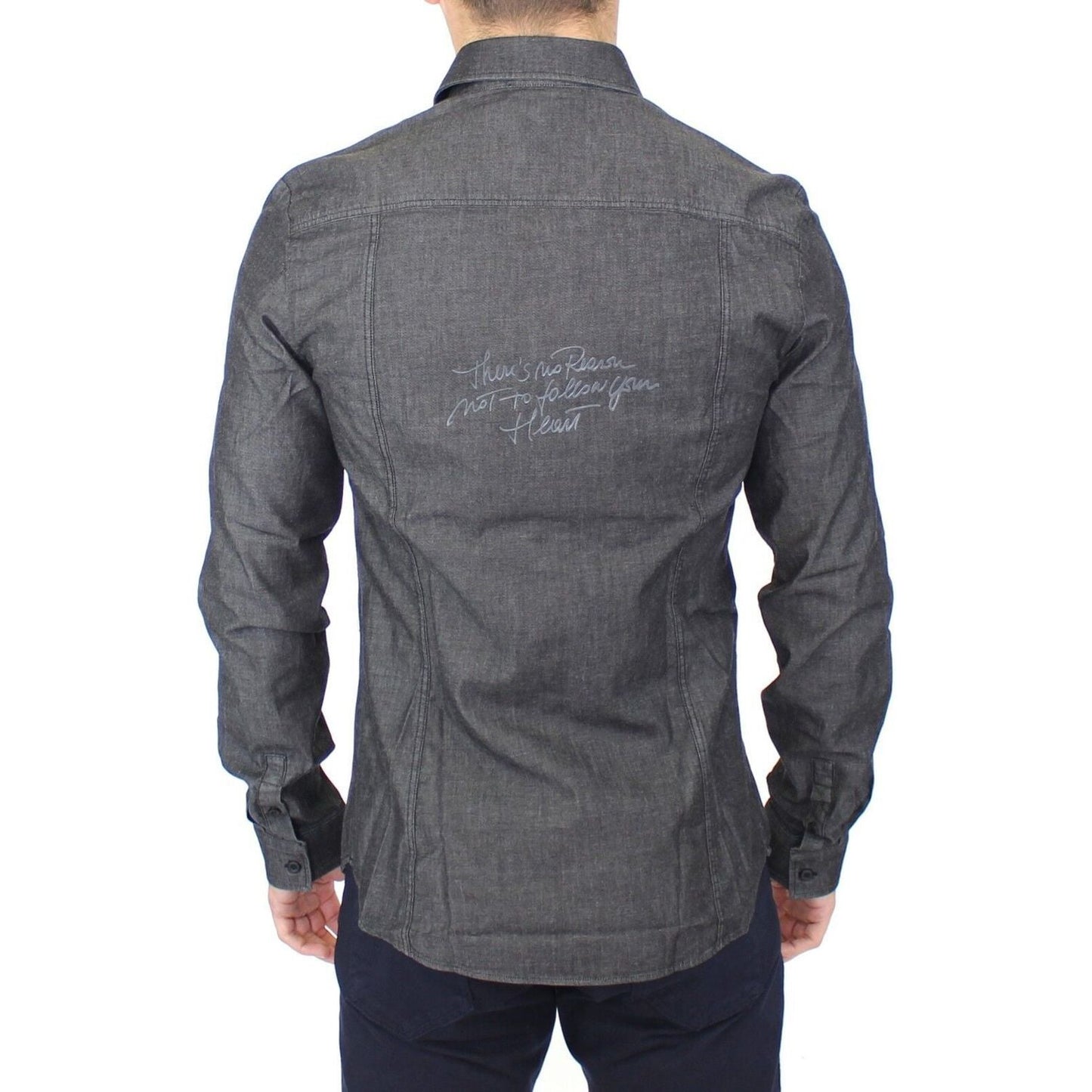 Ermanno Scervino Denim Jeans Cotton Casual Gray Stretch Shirt SIG10132- 48
