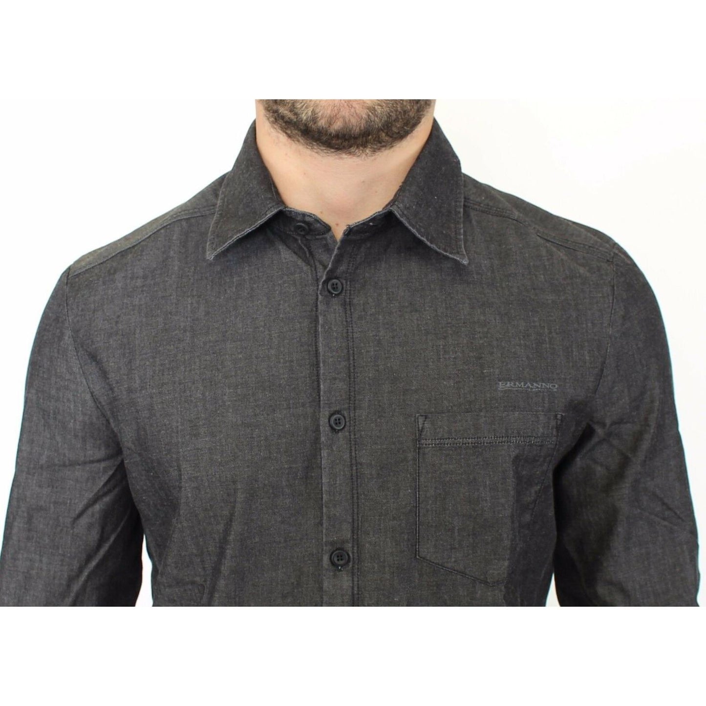Ermanno Scervino Denim Jeans Cotton Casual Gray Stretch Shirt SIG10132- 48