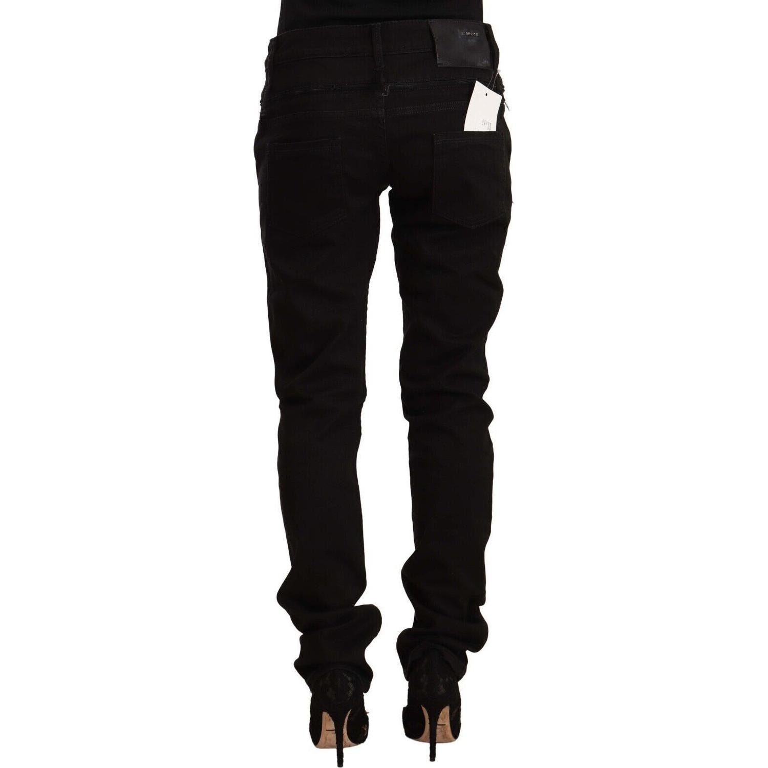 Acht Black Low Waist Cotton Stretch Denim Skinny Jeans