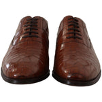 Dolce & Gabbana Brown Crocodile Leather Mens Formal Derby Shoes