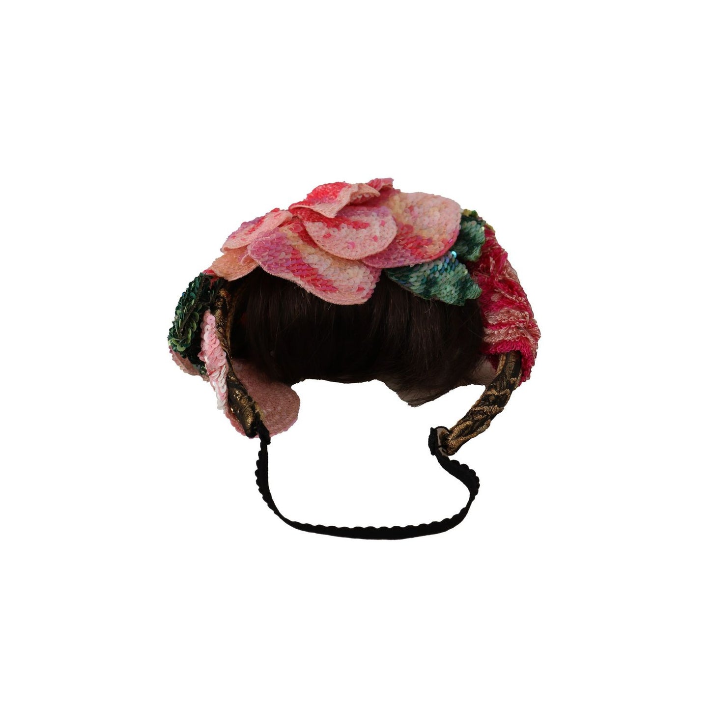 Dolce & Gabbana Multicolor Sequined Lurex Black Hair Headband