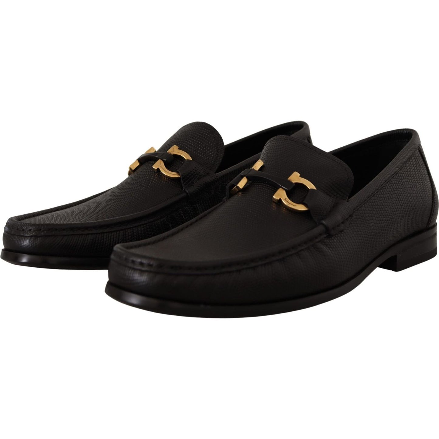 Salvatore Ferragamo Elegant Black Calf Leather Loafers Dress Shoes