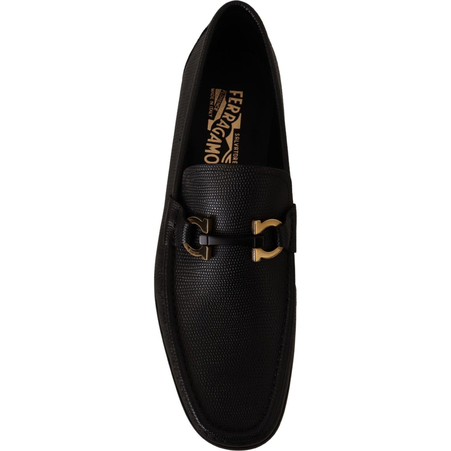 Salvatore Ferragamo Elegant Black Calf Leather Loafers Dress Shoes