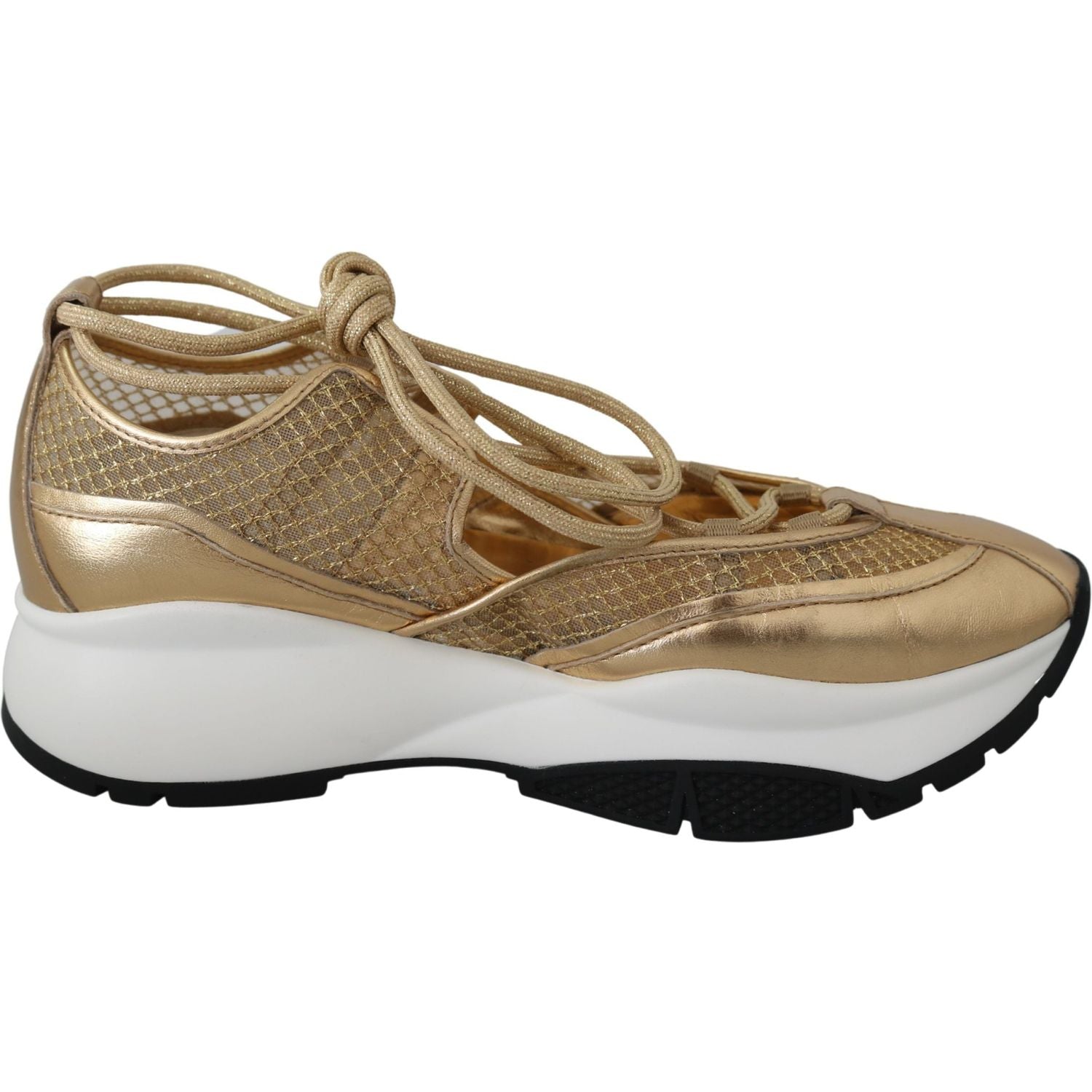 حذاء رياضي من الجلد الشبكي من Jimmy Choo Golden Glamour