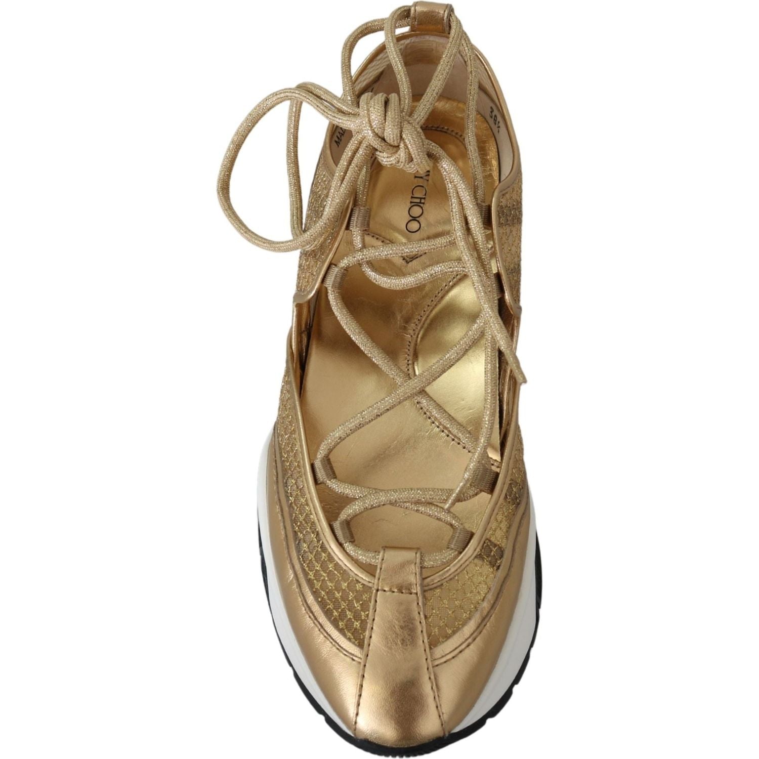 حذاء رياضي من الجلد الشبكي من Jimmy Choo Golden Glamour
