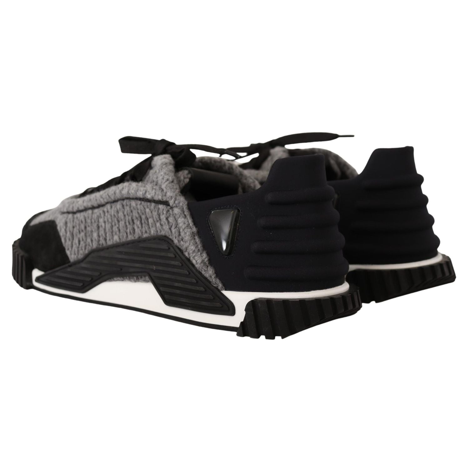 Dolce & Gabbana Black Gray Fabric Lace Up NS1 Sneakers Shoes