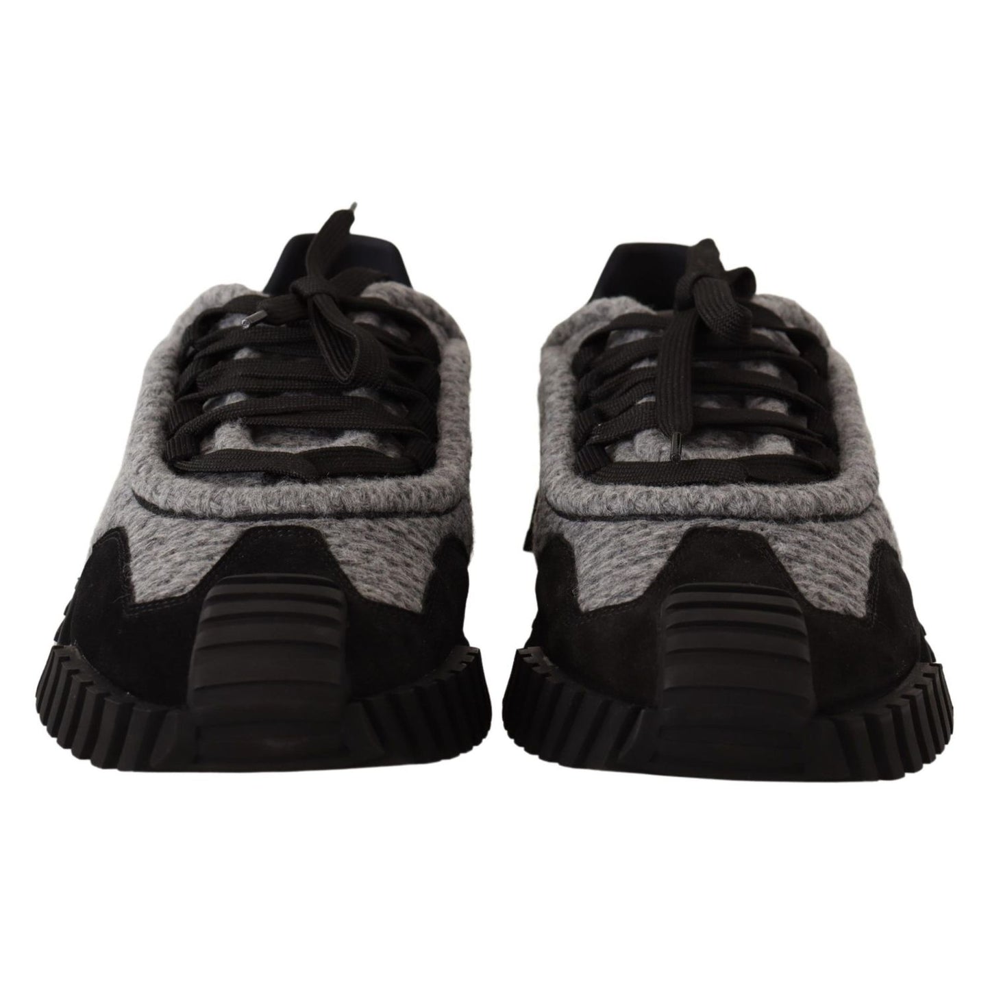 Dolce & Gabbana Black Gray Fabric Lace Up NS1 Sneakers Shoes