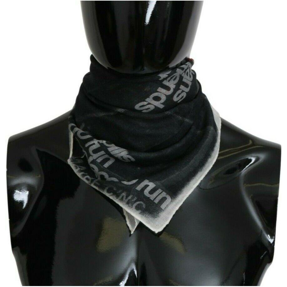 Costume National Dark Gray Wool Foulard Branded Scarf MS1656