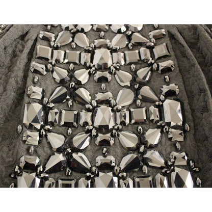 Dolce & Gabbana Black Crystal Handmade Above Knee Skirt