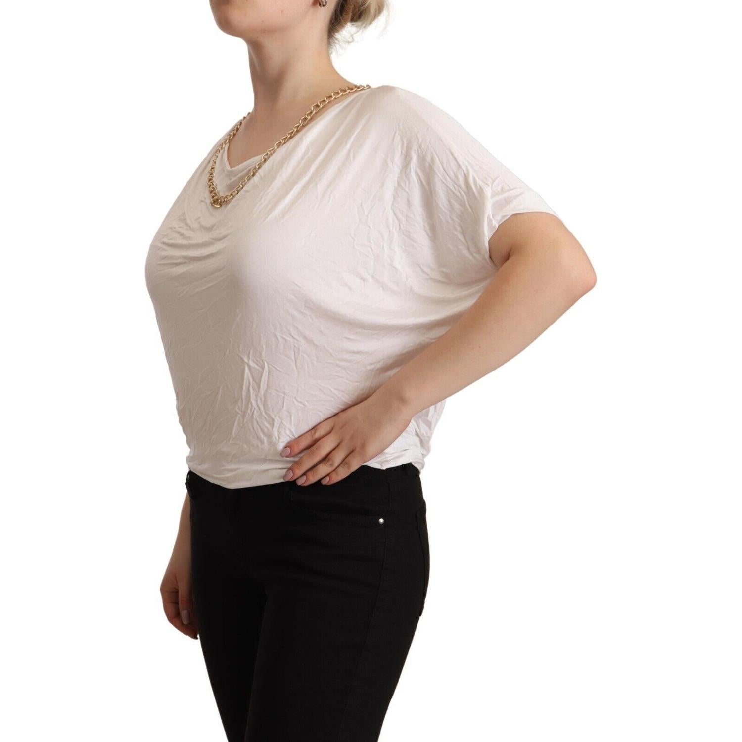 优雅白金链条 T 恤上衣