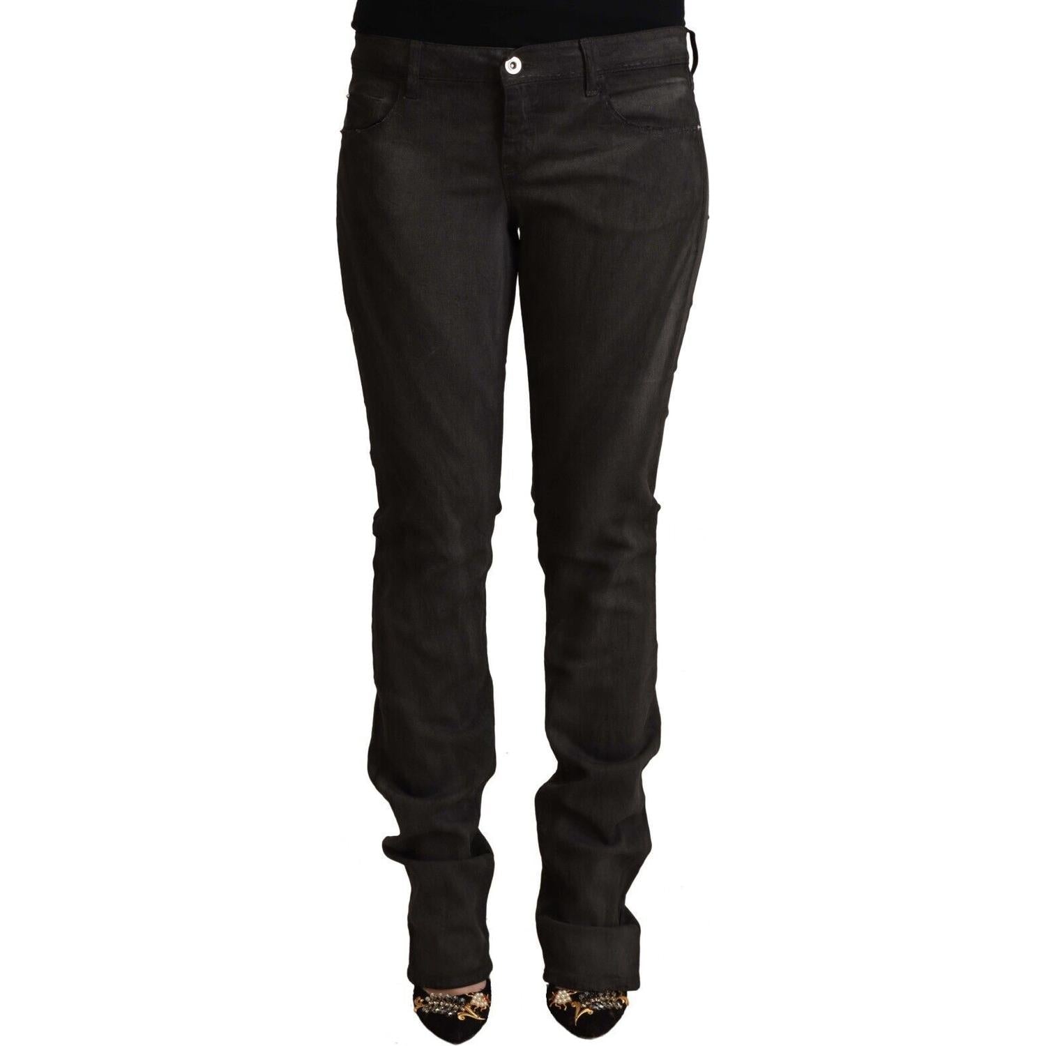 Costume National Black Cotton Mid Waist Skinny Pants