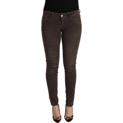 Acht Brown Cotton Slim Fit Denim Low Waist Jeans