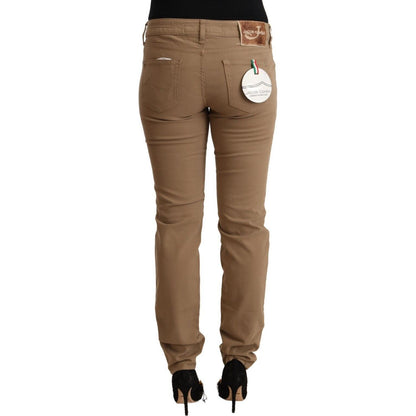 Jacob Cohen Brown Cotton Stretch Mid Waist Skinny Pants