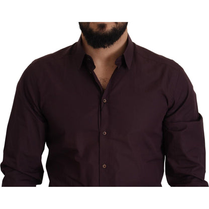 Dolce & Gabbana Purple Cotton GOLD Slim Fit Dress Shirt