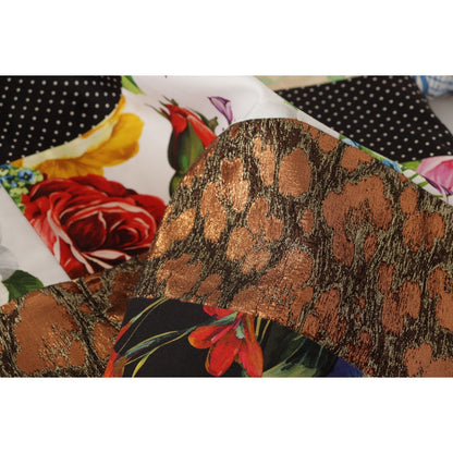 Dolce & Gabbana Multicolor Pachwork Floral Sheath Jaquard Mini Gown Dress