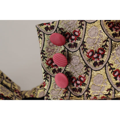 Dolce & Gabbana Brown Leopard Gold Jacquard High Waist Pants