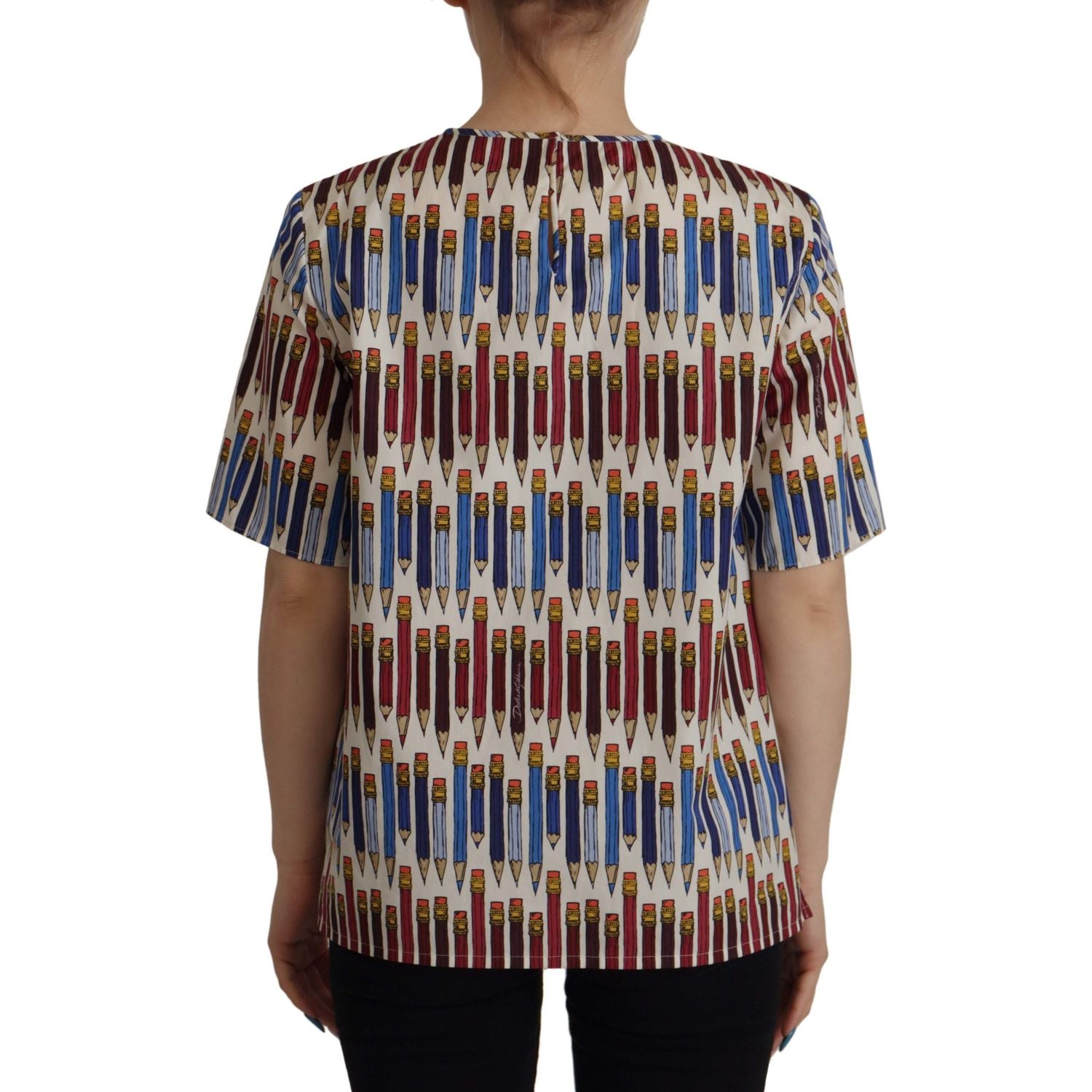 别致的白色铅笔印花短袖衬衫