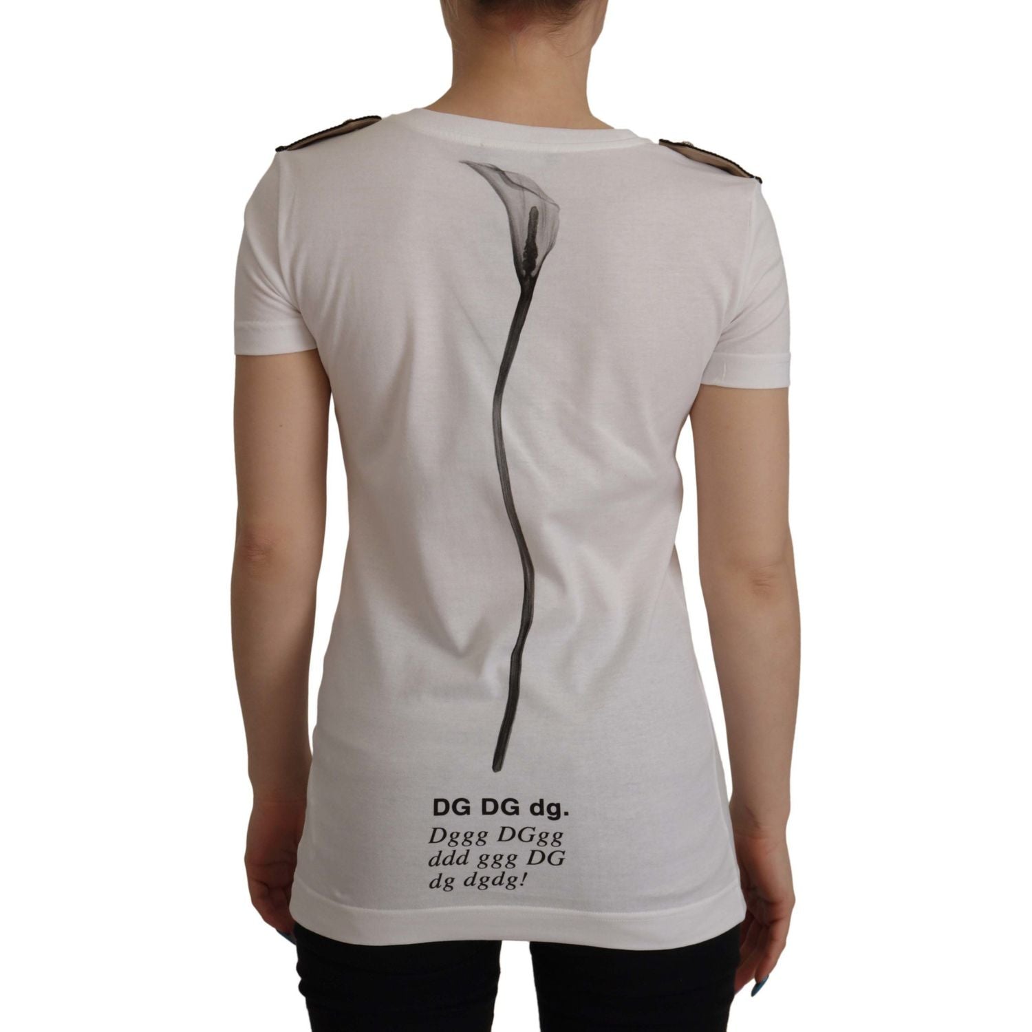 优雅花卉圆领棉质 T 恤