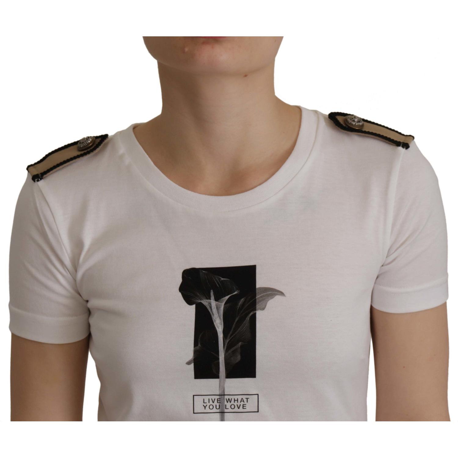 优雅花卉圆领棉质 T 恤