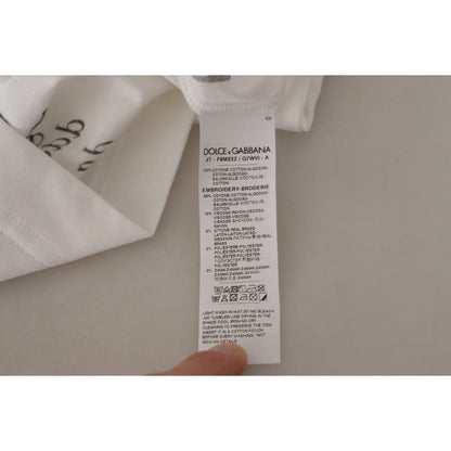 Dolce & Gabbana White Black Roses Crewneck Cotton T-shirt