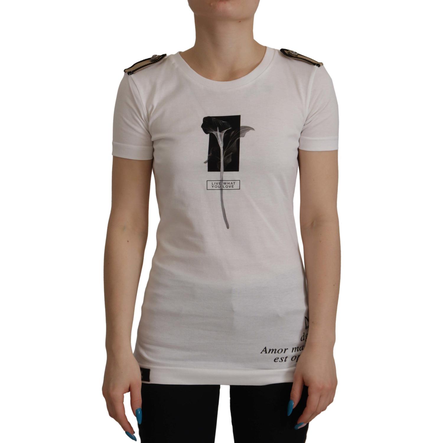 优雅花卉圆领棉质 T 恤