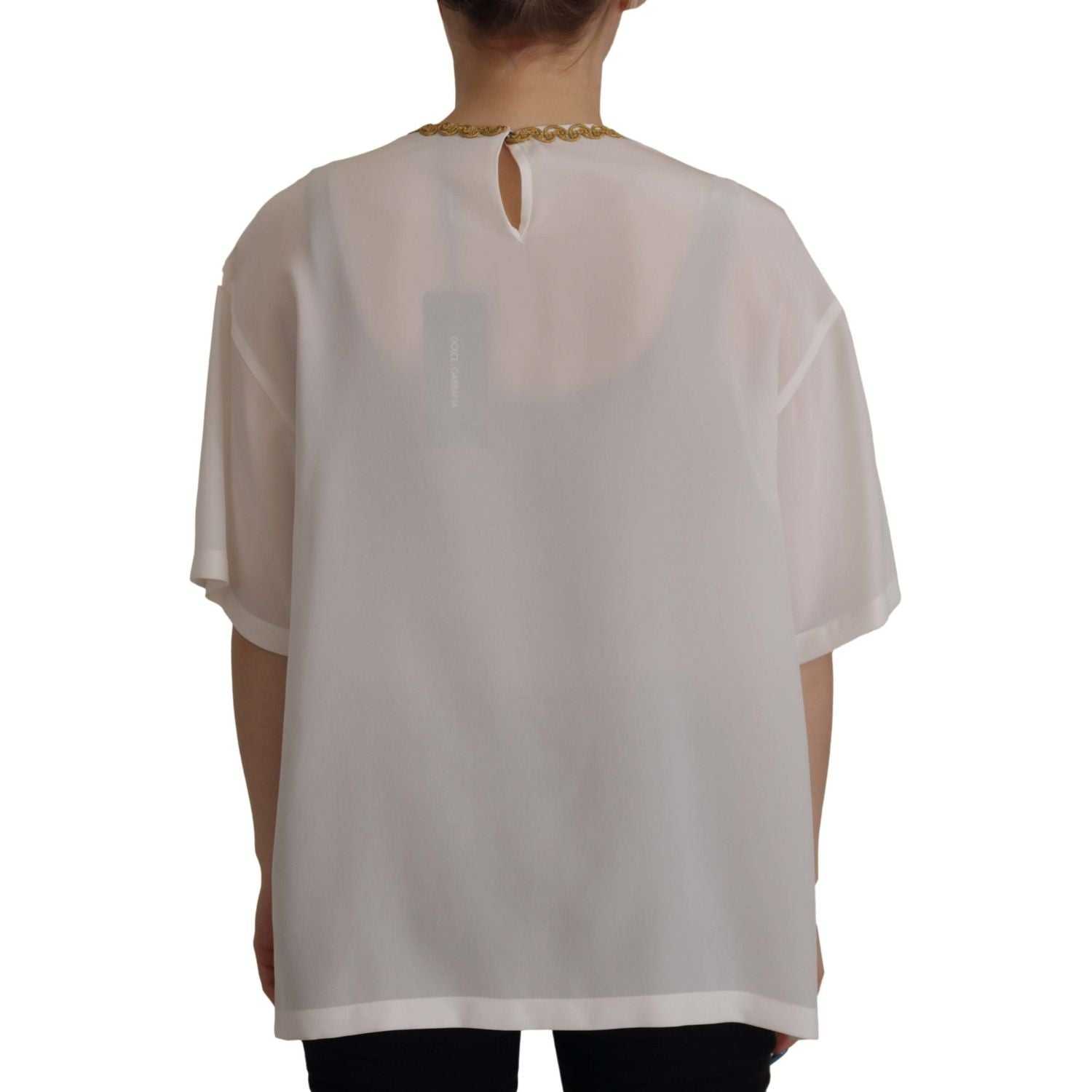 金色皇冠刺绣优雅真丝上衣