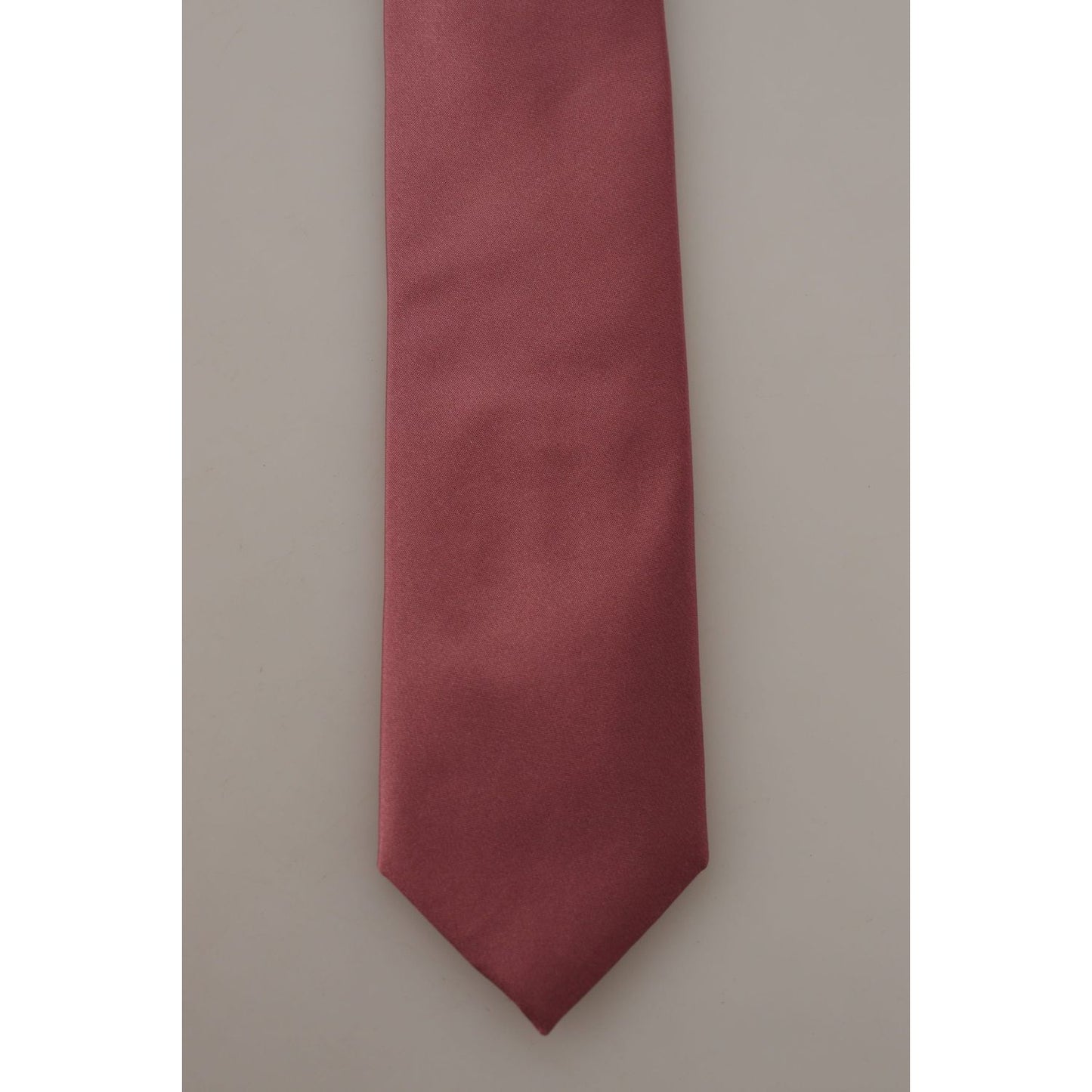 Dolce & Gabbana Pink Solid Print Silk Adjustable Necktie Accessory Tie