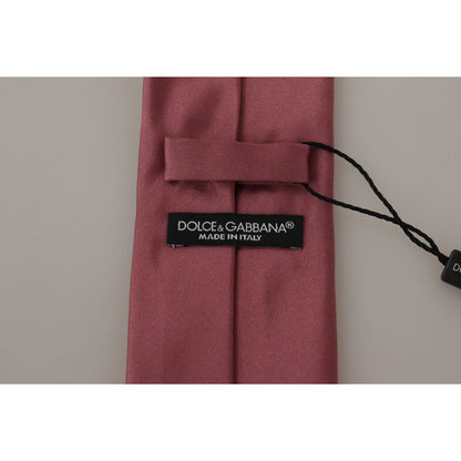 Dolce & Gabbana Pink Solid Print Silk Adjustable Necktie Accessory Tie