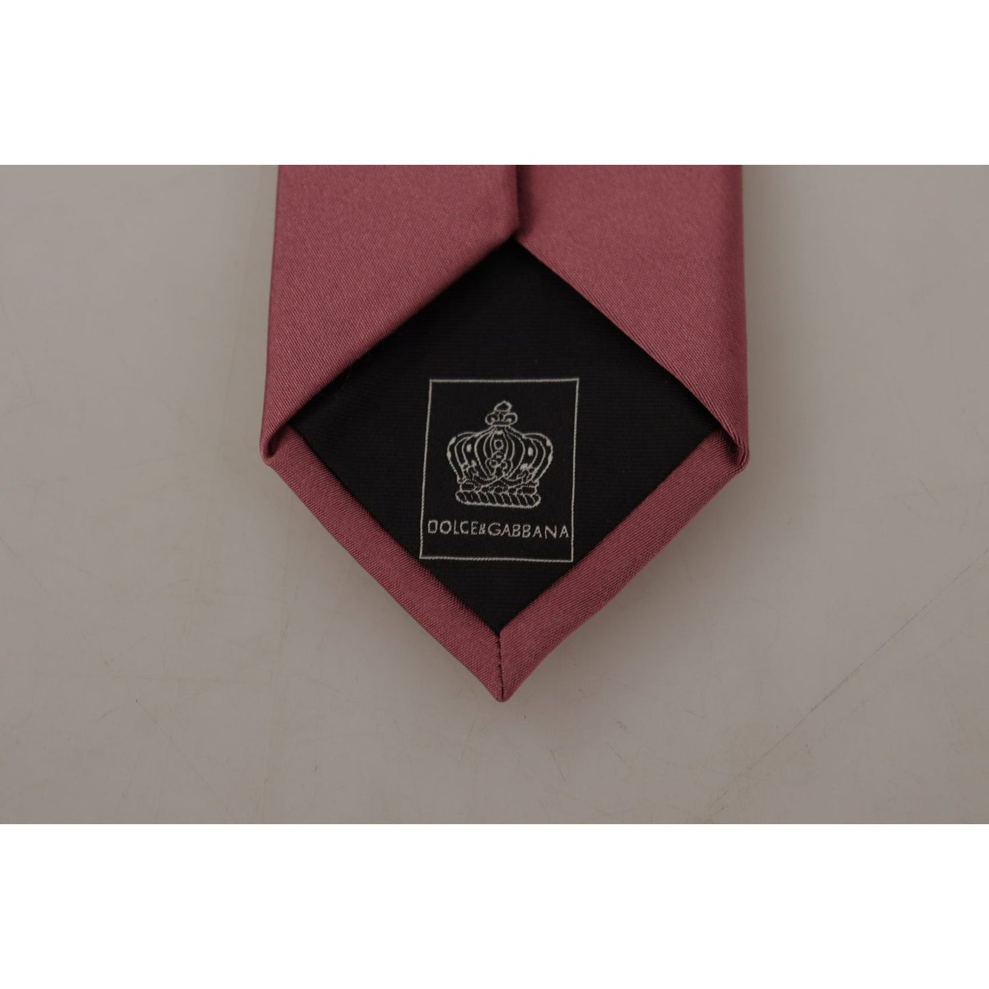 Dolce & Gabbana Pink Solid Print Silk Adjustable Necktie Accessory Tie