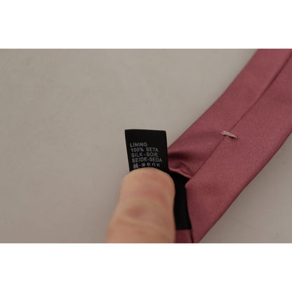 Dolce & Gabbana Pink Solid Print Silk Adjustable Necktie Accessory Tie