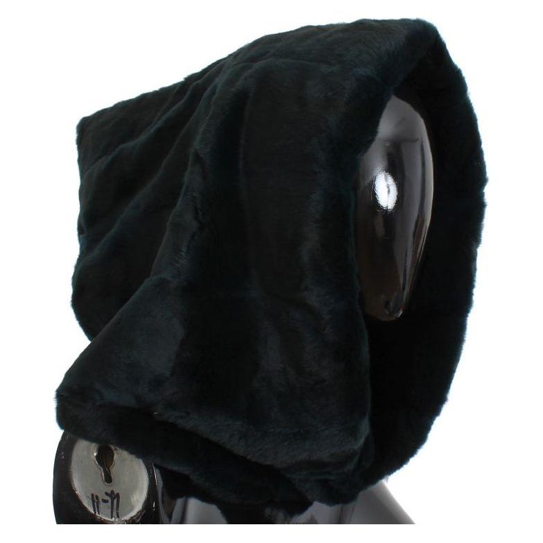 Dolce & Gabbana Green Weasel Fur Crochet Hood Scarf Hat SIG18221