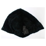 Dolce & Gabbana Green Weasel Fur Crochet Hood Scarf Hat SIG18221