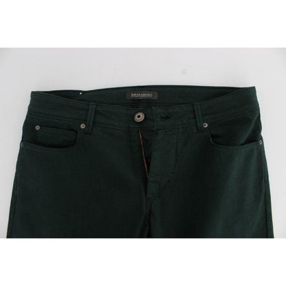 Ermanno Scervino Green Cotton Denim Stretch Straight Fit Jeans