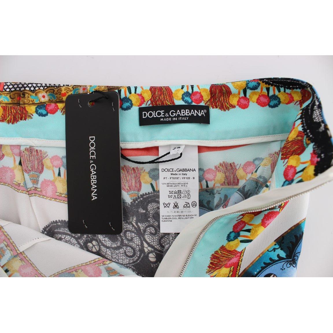 بنطلون كابري من الحرير متعدد الألوان من دولتشي آند غابانا